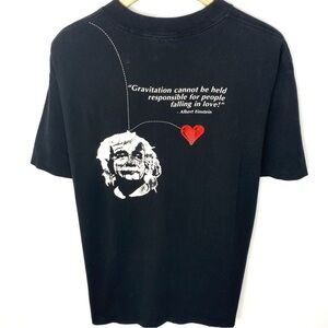 Vintage 90’s Albert Einstein Black Single Stitch Gravitation T Shirt Made In USA